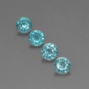 Gemas de apatita azul natural de  ct, corte redondo, VVS-VS