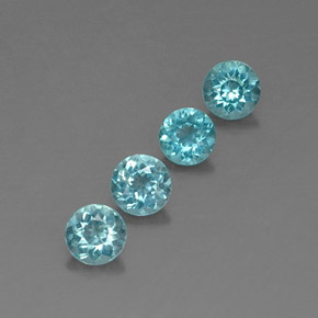 Gemas de apatita azul natural de  ct, corte redondo, VVS-VS