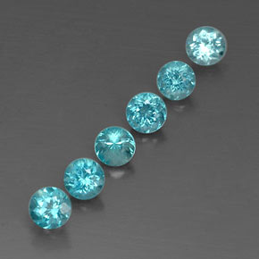 Gemas de apatita azul natural de  ct, corte redondo, VVS-VS