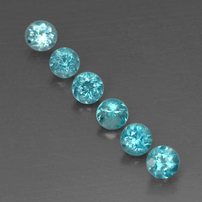 Gemas de apatita azul natural de  ct, corte redondo, VVS-VS