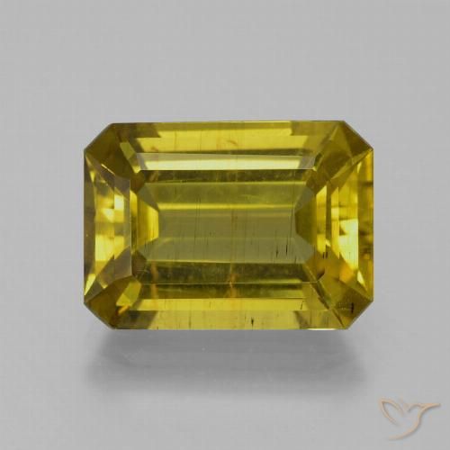 8.07ct Natural Amarillo amarronado Apatito, corte esmeralda, SI