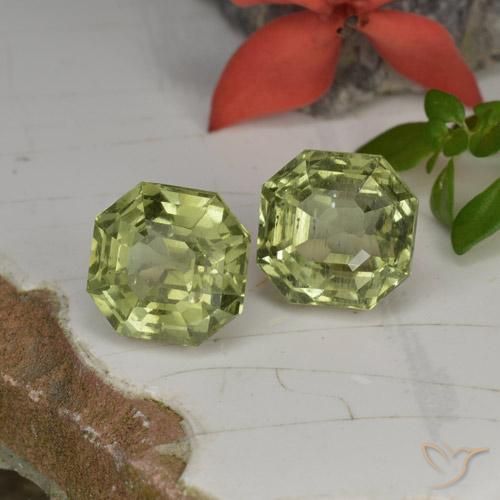 Gemas de Apatito Verde amarillento natural de 6.98 ct, Corte Octágono / Esmeralda, VS-SI