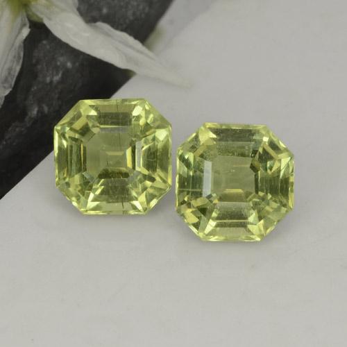 Gemas de Apatito Verde amarillo natural de 4.73 ct, corte esmeralda, VS