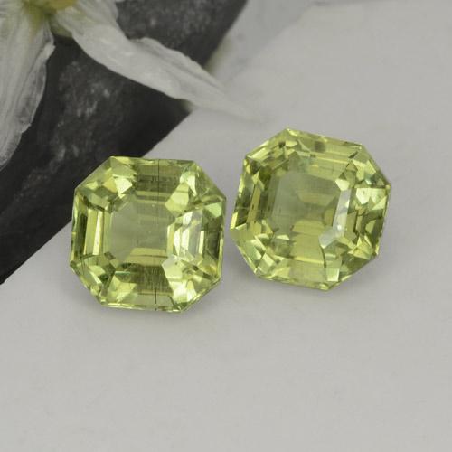 Gemas de Apatito Verde amarillo natural de 4.73 ct, corte esmeralda, VS