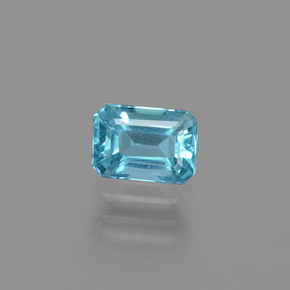 Apatita azul natural de 1,10 ct, corte esmeralda, VS