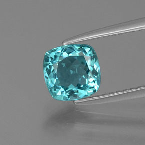 Apatita azul verdoso natural de 1,28 ct, corte cojín, VS