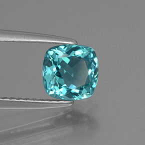 Apatita azul verdoso natural de 1,28 ct, corte cojín, VS