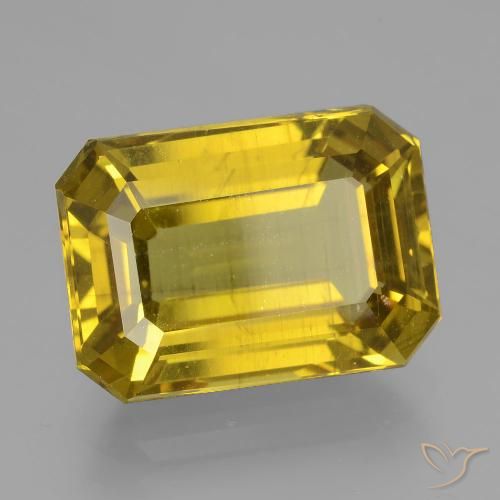 10.57ct Natural Amarillo púrpura Apatito, corte esmeralda, VS