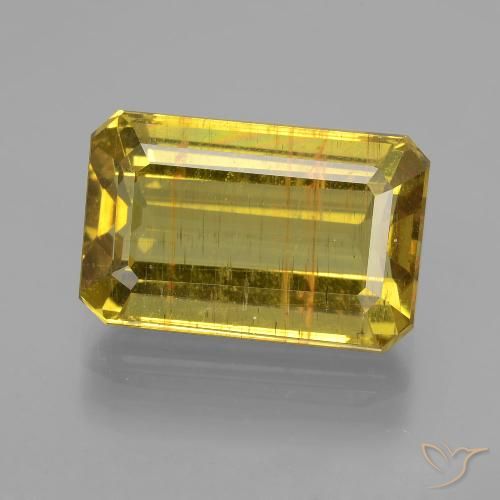 8.59ct Natural Amarillo otoño Apatito, corte esmeralda, VS