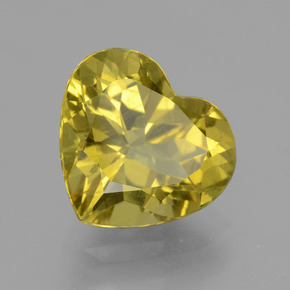 Apatito Dorado verdoso natural de 5.04 ct, Forma de corazón, VS