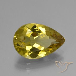 Apatito Dorado verdoso natural de 4.60 ct, En forma de pera, VS-SI