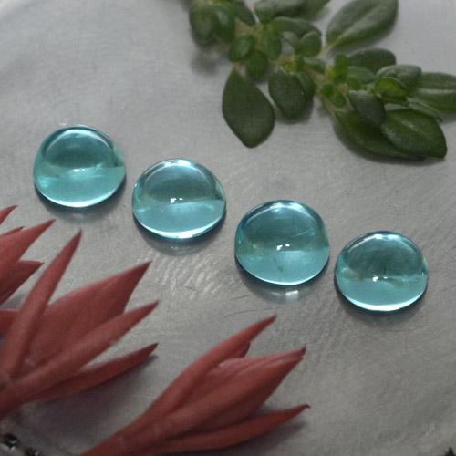 Gemas de apatita azul natural de 1,65 ct, corte redondo, transparente
