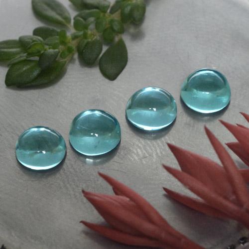 Gemas de apatita azul natural de 1,65 ct, corte redondo, transparente