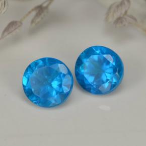Gemas de apatita azul natural de  ct, corte redondo, VS-SI