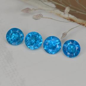 Gemas de apatita azul natural de 1,00 ct, corte redondo, VS