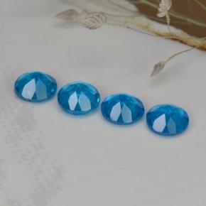 Gemas de apatita azul natural de 1,00 ct, corte redondo, VS