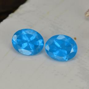 Gemas de Apatito Azul celeste intenso natural de 0.80 ct, Corte Óvalo, VS-SI