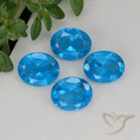Gemas de Apatito Azur intenso natural de 1.43 ct, Ovalada, VS-SI