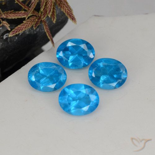 Gemas de Apatito Azul natural de 1.61 ct, Corte Óvalo, VS-SI