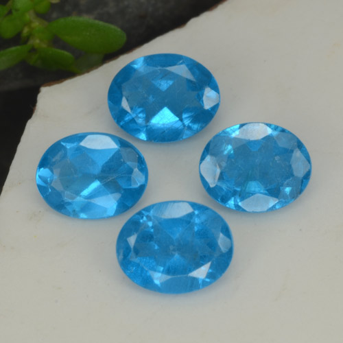 Gemas de Apatito Azul intenso natural de 1.25 ct, Corte Óvalo, VS-SI
