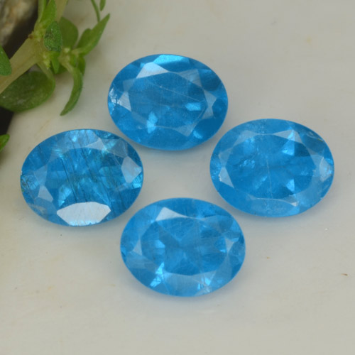 Gemas de apatita azul natural de 1,60 ct, corte óvalo, VS-SI