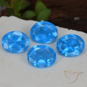 Gemas de Apatito Azul intenso natural de 1.29 ct, Ovalada, VS-SI