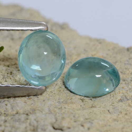Gemas de apatita celeste natural de 0,84 ct, corte óvalo, transparente