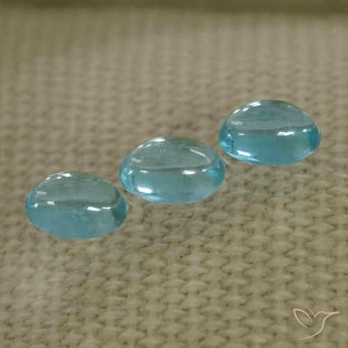 Gemas de Apatito Azul agua natural de 1.43 ct, Ovalada, Transparente