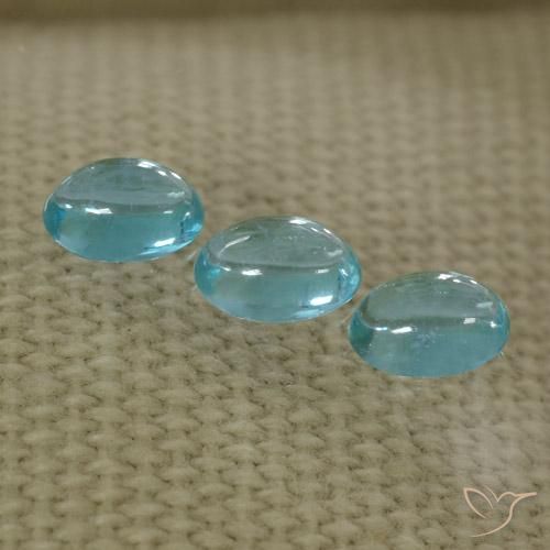 Gemas de Apatito Azul agua natural de 1.43 ct, Ovalada, Transparente