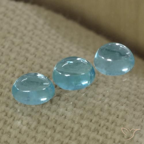 Gemas de Apatito Azul agua natural de 1.43 ct, Ovalada, Transparente