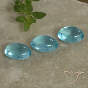 Gemas de apatita azul natural de 1,32 ct, corte óvalo, transparente