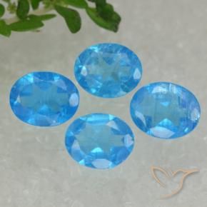 Gemas de Apatito Azul medio natural de 1.32 ct, Ovalada, VS-SI