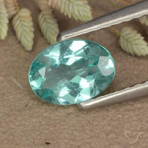 0.70ct Natural Verde azulado medio Apatito, Ovalada, VS