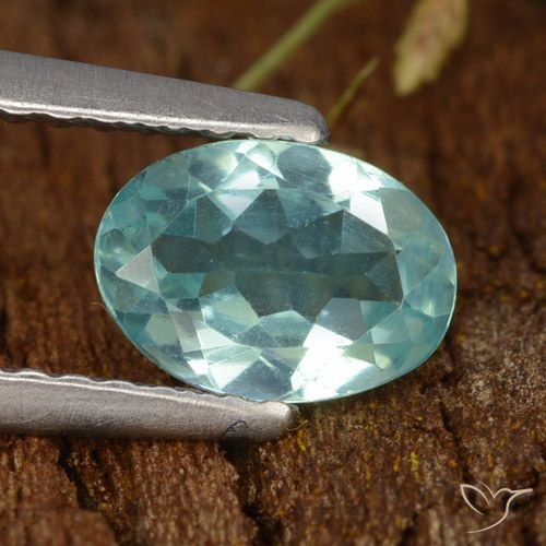 0.77ct Natural Verde azul medio Apatito, Ovalada, VS