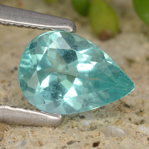 Apatita turquesa natural de 0,72 ct, en forma de pera, VS