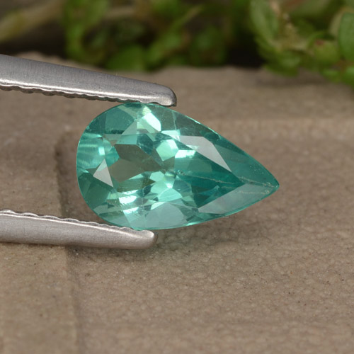 Apatita turquesa natural de 0,93 ct, en forma de pera, VS