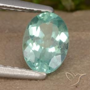 Apatito Verde azulado medio natural de 0.92 ct, Ovalada, VS