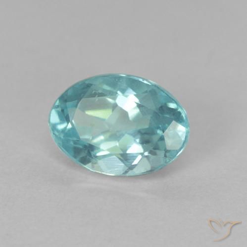 Apatito Verde azulado natural de 0.91 ct, Ovalada, VS
