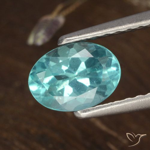 0.84ct Natural Verde azulado claro Apatito, Ovalada, VS