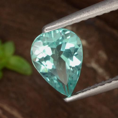 Apatito Verde azulado eléctrico natural de 1.02 ct, En forma de pera, VS