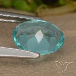 Apatito Verde azulado claro natural de 0.87 ct, Ovalada, VS