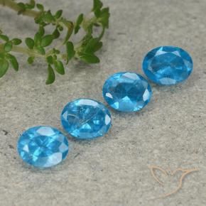 Gemas de Apatito Azul medio natural de 1.28 ct, Ovalada, VS