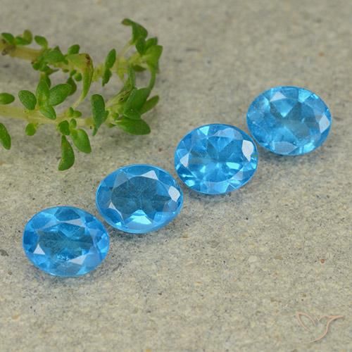 Gemas de Apatito Azur intenso natural de 1.32 ct, Ovalada, VS