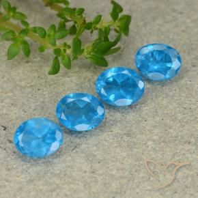 Gemas de Apatito Azul medio natural de 1.28 ct, Ovalada, VS