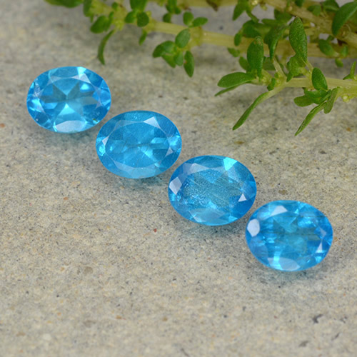 Gemas de apatita azul natural de 1,44 ct, corte óvalo, VS