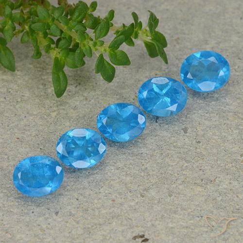 Gemas de Apatito Azul medio natural de 2.02 ct, Ovalada, VS