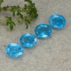 Gemas de Apatito Azul agua oscuro natural de 1.32 ct, Ovalada, VS