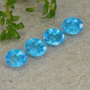 Gemas de Apatito Azul agua oscuro natural de 1.39 ct, Ovalada, VS