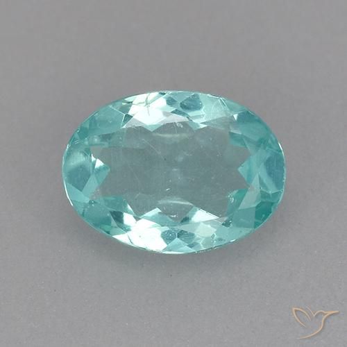 0.77ct Natural Verde azul Apatito, Ovalada, VS