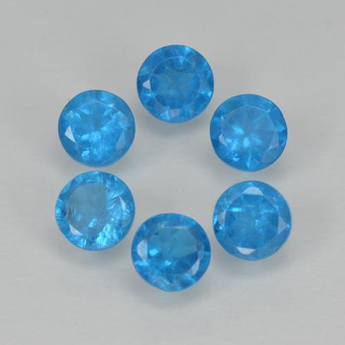 Gemas de apatita azul natural de 1,21 ct, corte redondo, VS